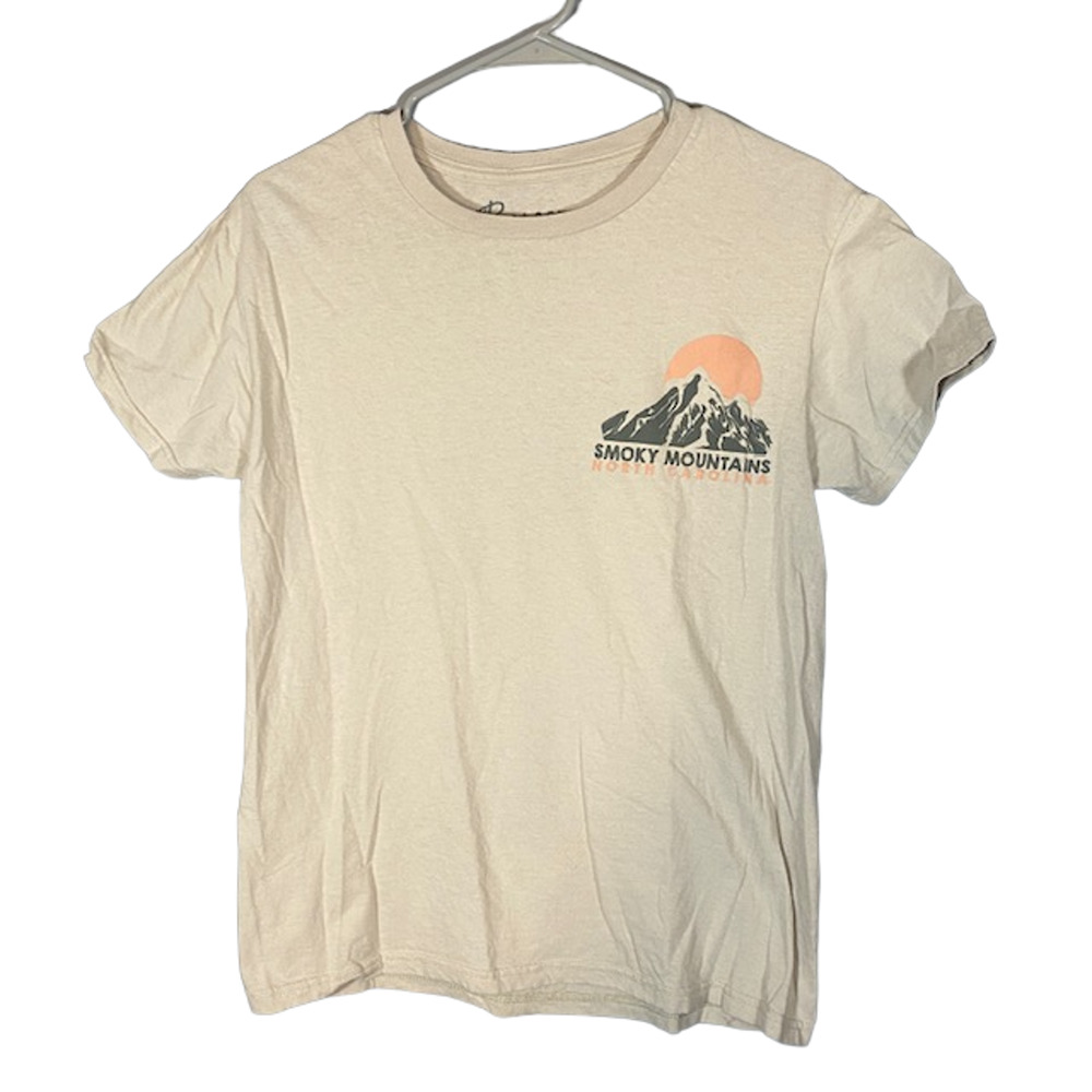 Bowery Supply Co Cream Smokey Mountain Graphic Tee Women Short Sleeve Casual Sm